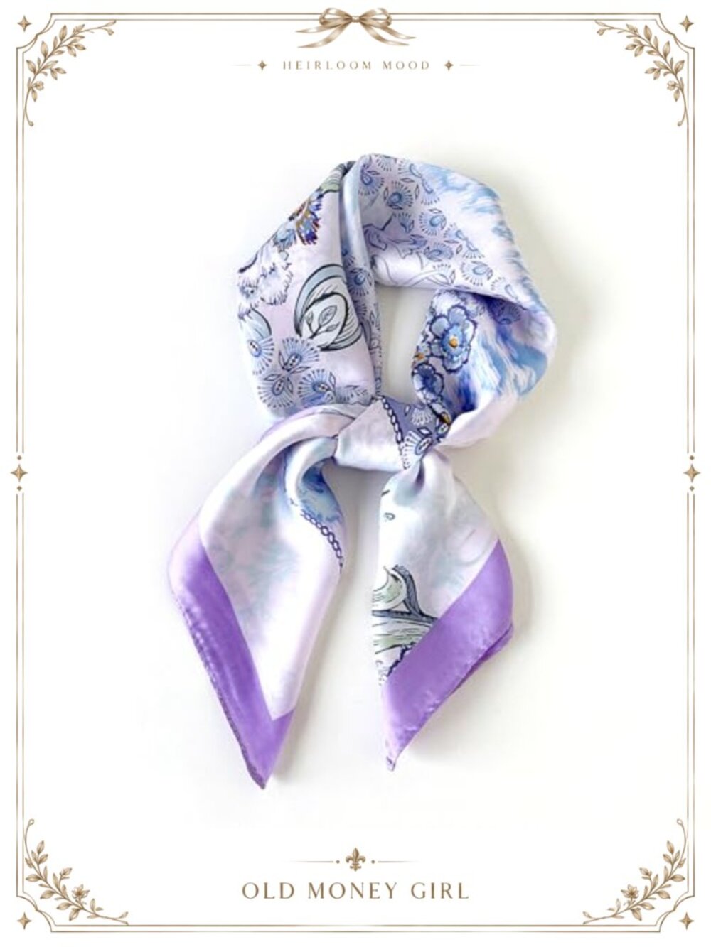 Large Square Satin Scarf Floral Print Headscarf Women 70x70cm